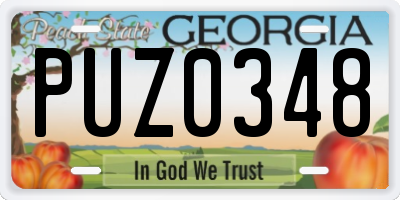 GA license plate PUZ0348