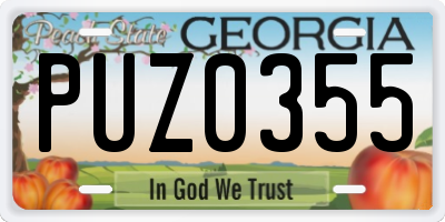 GA license plate PUZ0355