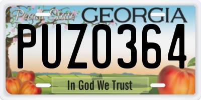 GA license plate PUZ0364