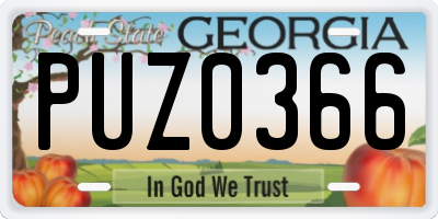 GA license plate PUZ0366