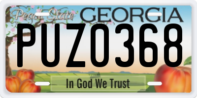 GA license plate PUZ0368