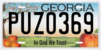 GA license plate PUZ0369