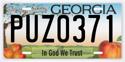 GA license plate PUZ0371