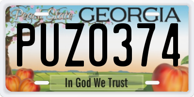 GA license plate PUZ0374