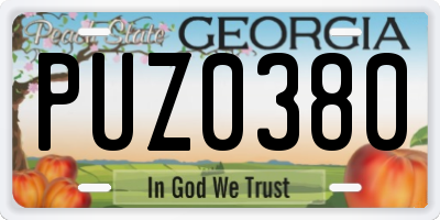 GA license plate PUZ0380