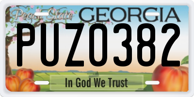 GA license plate PUZ0382