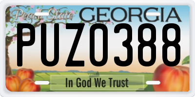 GA license plate PUZ0388