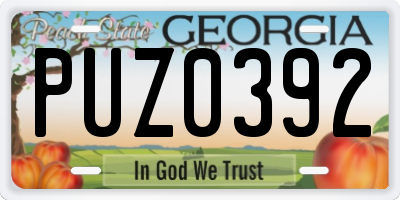 GA license plate PUZ0392