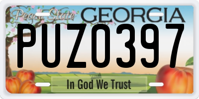 GA license plate PUZ0397