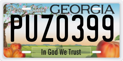 GA license plate PUZ0399