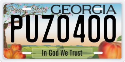 GA license plate PUZ0400