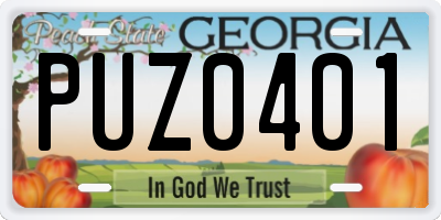 GA license plate PUZ0401