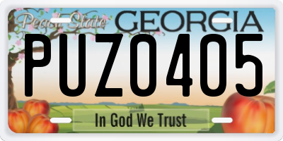 GA license plate PUZ0405