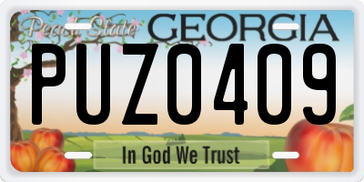 GA license plate PUZ0409
