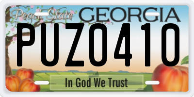 GA license plate PUZ0410
