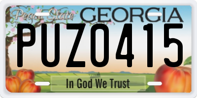 GA license plate PUZ0415