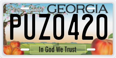 GA license plate PUZ0420