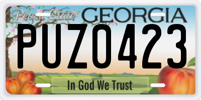 GA license plate PUZ0423