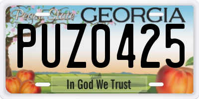 GA license plate PUZ0425