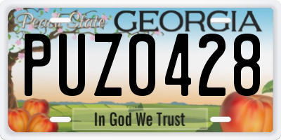 GA license plate PUZ0428