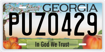 GA license plate PUZ0429