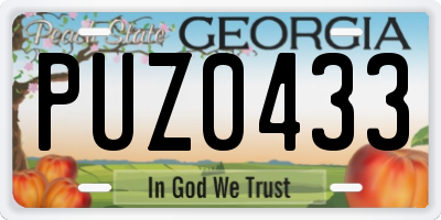 GA license plate PUZ0433