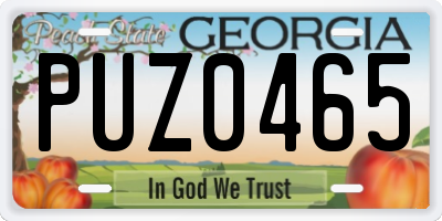 GA license plate PUZ0465