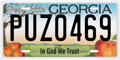 GA license plate PUZ0469