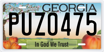 GA license plate PUZ0475