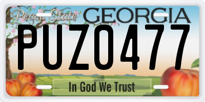 GA license plate PUZ0477