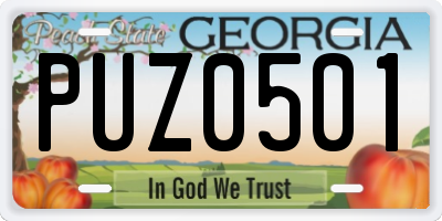 GA license plate PUZ0501