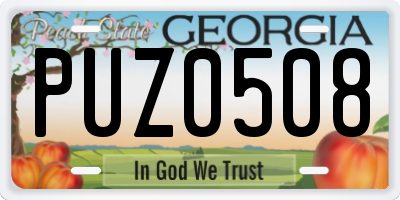 GA license plate PUZ0508