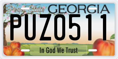 GA license plate PUZ0511