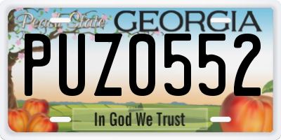 GA license plate PUZ0552