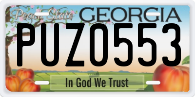 GA license plate PUZ0553