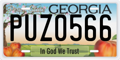 GA license plate PUZ0566