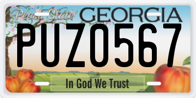 GA license plate PUZ0567