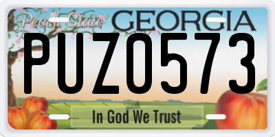 GA license plate PUZ0573