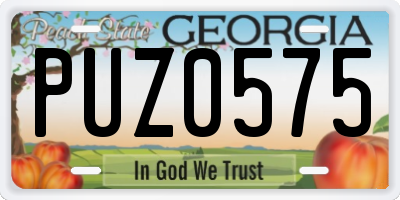 GA license plate PUZ0575