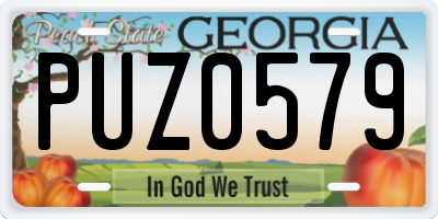 GA license plate PUZ0579