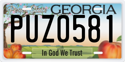 GA license plate PUZ0581