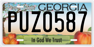 GA license plate PUZ0587