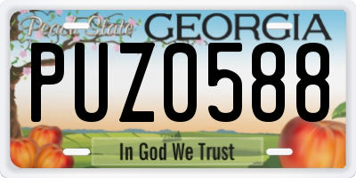 GA license plate PUZ0588
