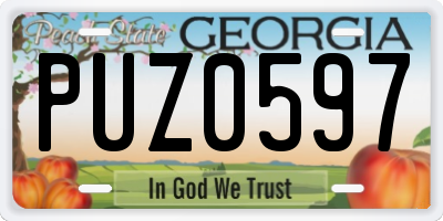 GA license plate PUZ0597