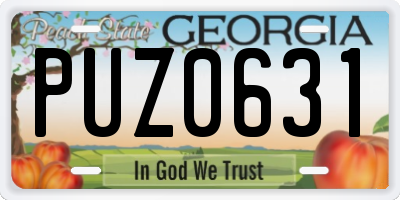GA license plate PUZ0631