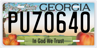 GA license plate PUZ0640