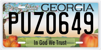 GA license plate PUZ0649