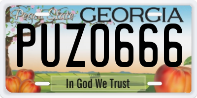 GA license plate PUZ0666
