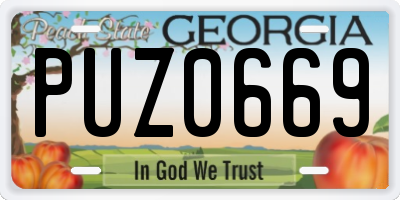 GA license plate PUZ0669