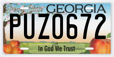 GA license plate PUZ0672